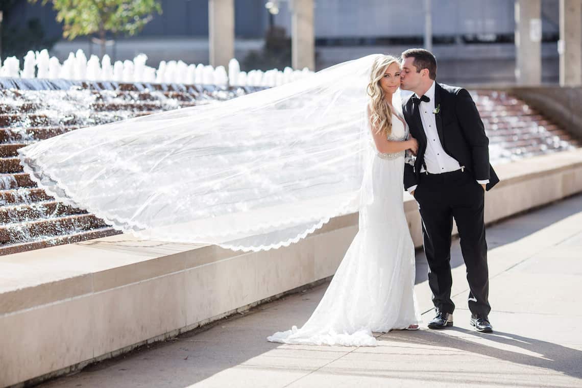 Bride and Groom Kansas City Fountains