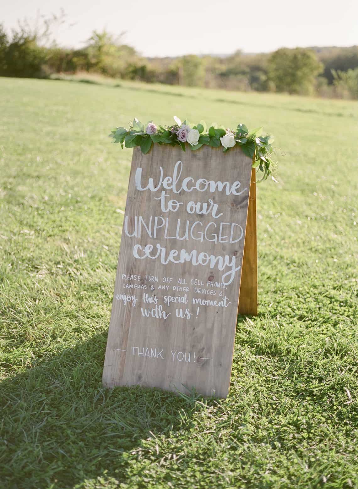 Rustic Unplugged Ceremony Sign