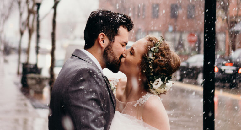 snowy april wedding at the stanley