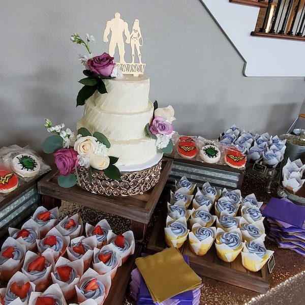Andreas Sweet Occasions Kansas City Wedding Cake Dessert WedKC Superhero Theme