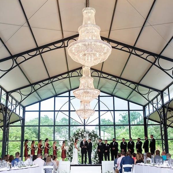 Avent Orangery Kansas City Wedding Venue WedKC Chandeliers Ceremony