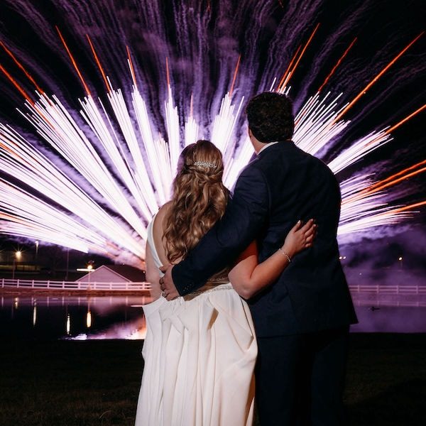 Berry Acres Country Elegance Wedding Venue Kansas City Couple Fireworks