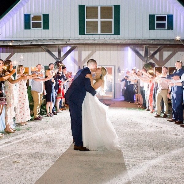 Berry Acres Country Elegance Wedding Venue Kansas City Sparkler Send Off Kiss