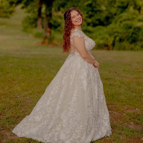 Cline's Custom Alterations Kansas City Wedding Dress Bride Smile