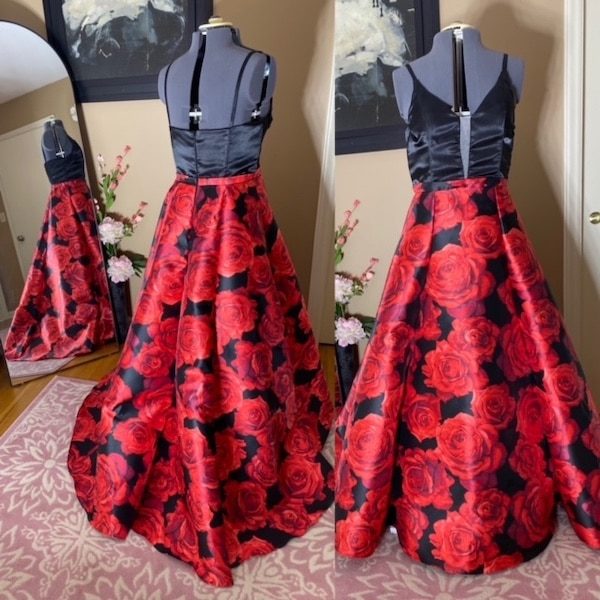 Cline's Custom Alterations Kansas City Wedding Dress Red Flowers