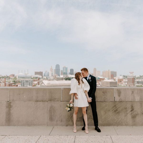 Lauj Co Kansas City Wedding Photography WedKC Downtown Skyline Kiss