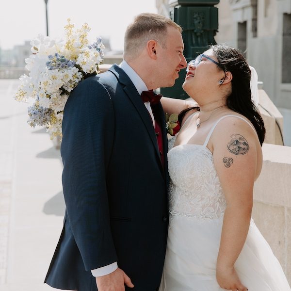 Lexi Rae Photography Kansas City Wedding Photographer WedKC Couple Bouquet Sidewalk