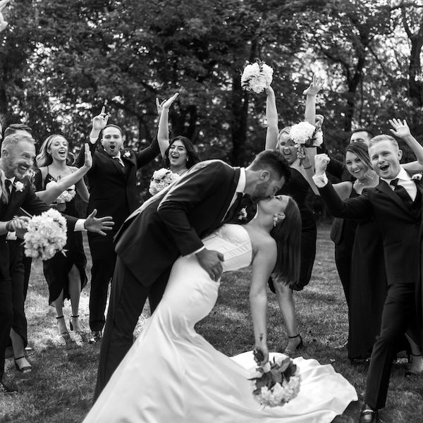 Lina Rose Photography Kansas City Wedding Photographer WedKC Bridal Party Dip Kiss
