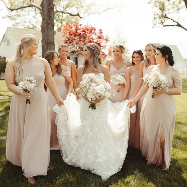 Lone Summit Ranch KC Wedding Venue WedKC Bridesmaids Dress Flowers Bride