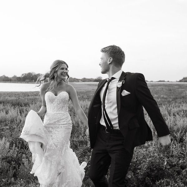 Lone Summit Ranch KC Wedding Venue WedKC Field Black and White Couple