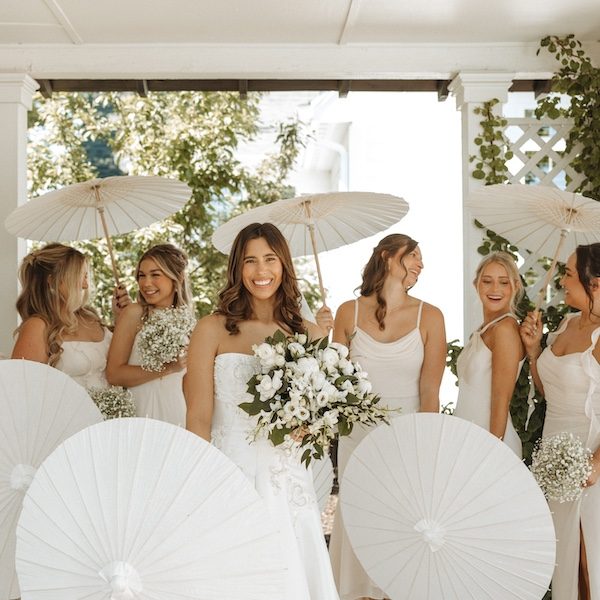 Lone Summit Ranch Kansas City WedKC Wedding Venue Bridesmaids Umbrella