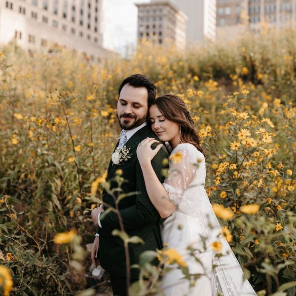 Rose Arrow Photography Kansas City Wedding Photographer WedKC Wildflower Skyline Couple Bride Groom