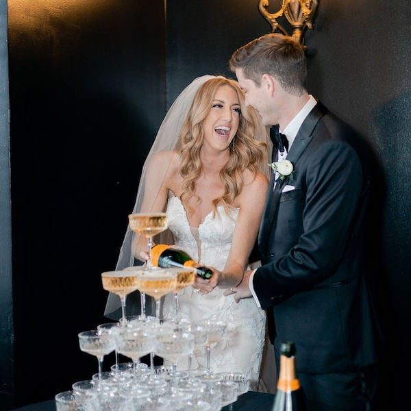 The Gallery Event Space Kansas City Wedding Venue Bride Groom Champagne Pour
