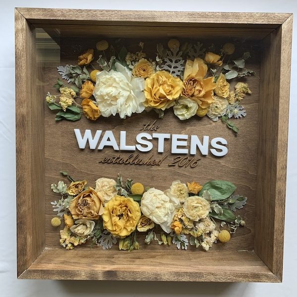 The Garden Gallery KC Wedding Kansas City WedKC Floral Preservation Last Name Display