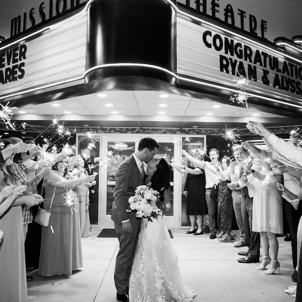 The Mission Theatre Kansas City WedKC Wedding Venue Sparklers