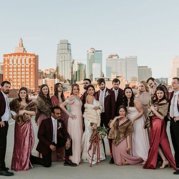 Timshel Studios Kansas City Wedding Photography WedKC Bridal Party Skyline