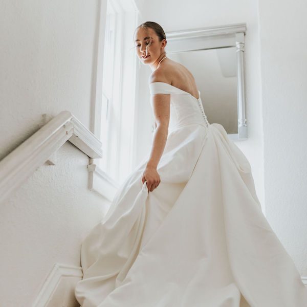 Timshel Studios Kansas City Wedding Photography WedKC Bride Dress Stairs
