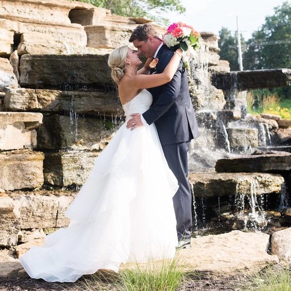 Vista 154 at Iron Horse Golf Club WedKC Kansas City Wedding Venue Waterfall Couple