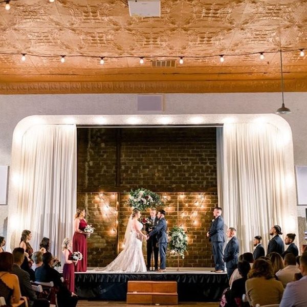 Vox Theatre Kansas City WedKC Wedding Venue White Curtains